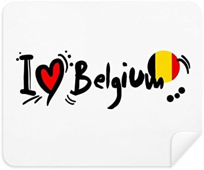 Сакам Белгија Збор Знаме Љубов Срце Илустрација Чистење Крпа Екран Почиста 2 парчиња Велур Ткаенина