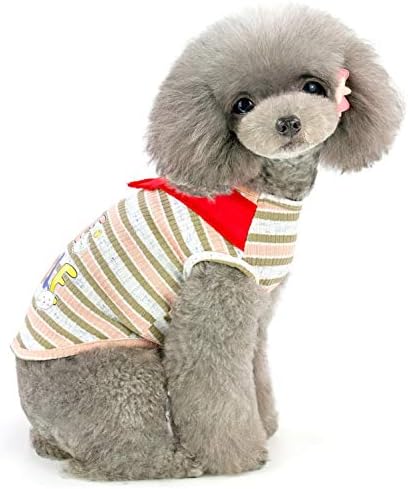 Smalllee_lucky_store насмевка повеќебојна соблечена плетена кучиња маичка морнар јака мала кучиња летна облека, xx-large, розова