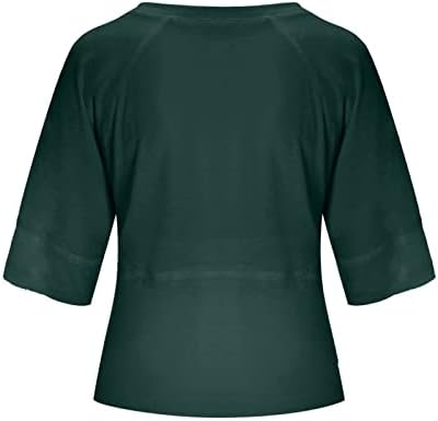 Topенски врвови 3/4 маичка со ракав за лилјаци Обичен екипаж на екипаж лабави маички блузи цврсти бои основни маици