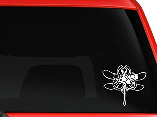 C&C Dragonfly Лого знак автомобил автомобил SUV прозорец лаптоп кујнски wallид винил деклет налепница приближно 5 инчи бела