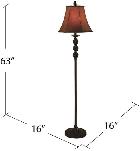 Под ламба за подот за дневна соба спална соба со 62-инчи со големина уникатен дизајн рустикален бор, елегантен ламба, прилагодлива кафеава