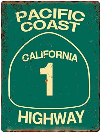 Гроздобер метален калај знак за пацифичкиот крајбрежен автопат знаци во Калифорнија декор Абеј уличен патен пат сурфање калај знаци летен подарок