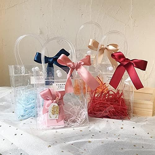 Zjhyxyh Транспарентна кутија за подароци со рачка за подароци за подароци водоотпорни свадбени торбички торби со копче за подарок