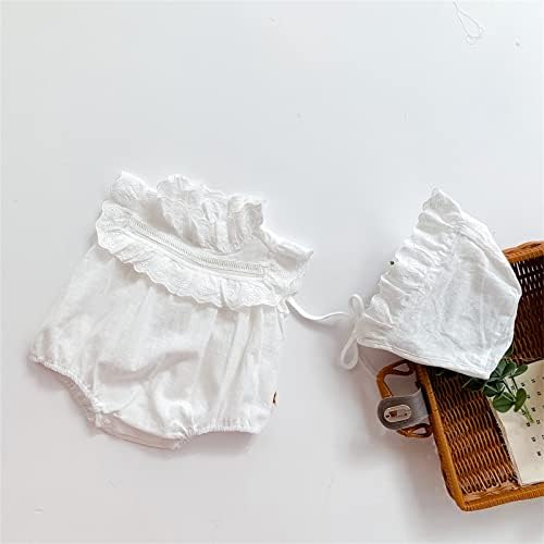 ИКФИВКД Облека за бебе новороденче новороденче девојчиња кратки рафлени ракави цврсти ромпер со облека со капачиња поставени облека