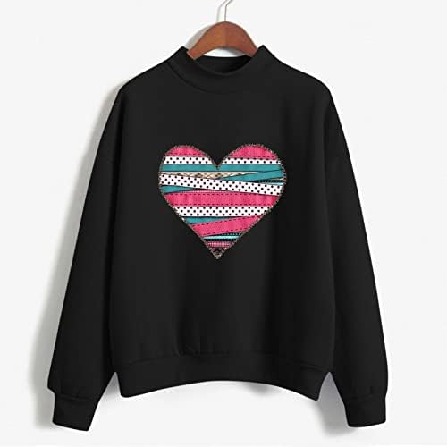 Есен и зимски тркалезен врат со долги ракави пуловер цврста боја loveубов, loveубов печати џемпер џемпер пуно пуловер, жени