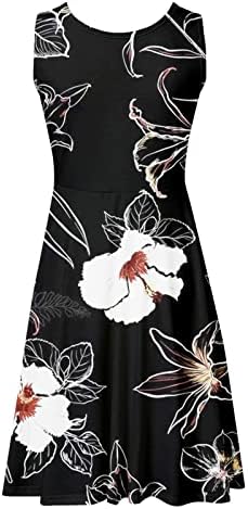 MTSDJSKF секси фустан, печатење со шема плус големина екипација камизола летен резервоар фустан женски летен обичен фустан на плажа