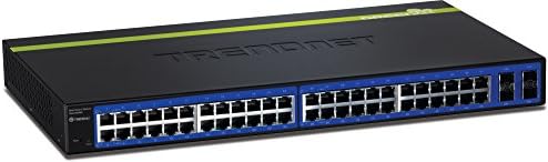 Trendnet 48-Port 10/100/1000 Mbps Gigabit Web Smart Switch со 4 споделени слотови за SFP, приватна и гласовна поддршка за VLAN, IPv6, без фан,