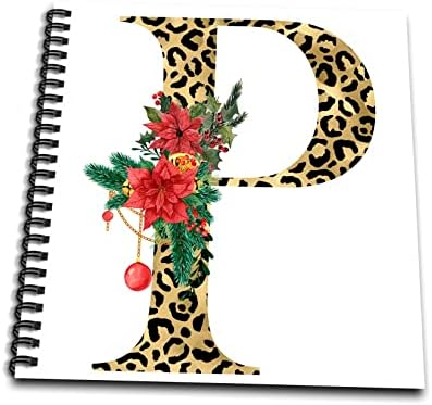 3drose glam monogram Почетна p слика на златни леопард дамки црвена. - цртање книги