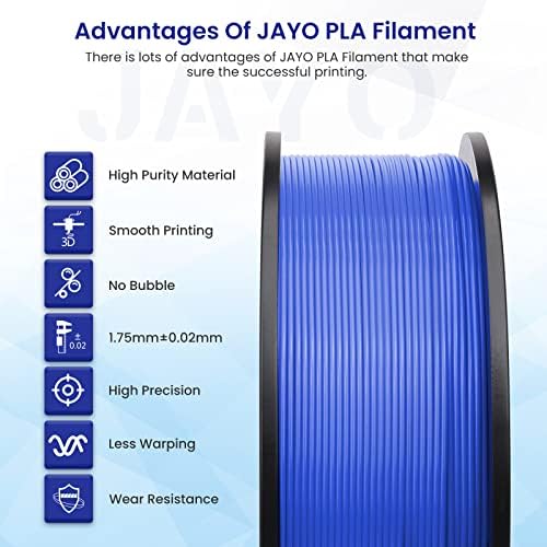Филамент за печатач PLA 3D, jayo pla филамент 1,75мм, димензионална точност +/- 0,02 mm, 1 кг лажица, плана сина
