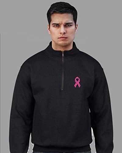 Allntrends возрасна поштенска јака џемпер розова лента извезена карцином на дојка врв
