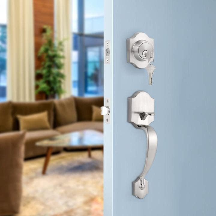 Пробрико четкан никел единечен цилиндер за заклучување на вратите на вратите рачки со рачки со современ стил, заклучување на
