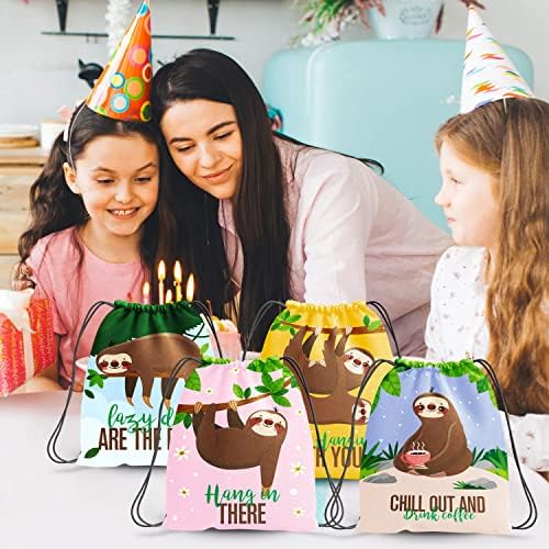 ПАДЕЛО 12 Пакет Мрзливи Партиски Материјали Фаворизира Врвки За Роденден На Детето Како Плен и Добрите торби За Подароци Бонбони И Закуски