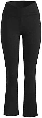 Женски јога панталони Активни високи половини вкрстени широки хеланки атлетски вклопни тренинзи џогери широки нозе панталони буги