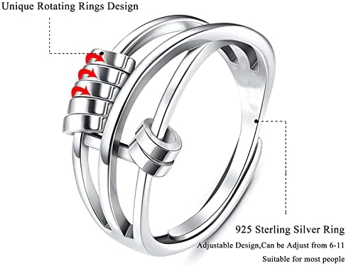 925 Стерлинг Сребрена женска вознемиреност прстени за мажи со машка фигурати на анксиозност Спинер монистра за олеснување на анксиозноста