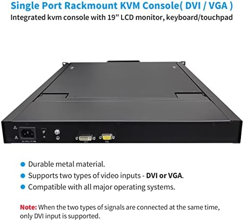 Решетката ПЛАНИНАТА KVM Конзола, 19 Rackmount Монитор И Тастатура, Една Порта VGA &засилувач; DVI-D Влез, 1u Серверот Решетката Монитор 1280x1024@60Hz,