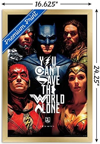 Трендови Меѓународен филм за стрипови на ДК-стрипови-Светски постер за светски wallидови, 14.725 „x 22.375“, верзија на златниот врамен