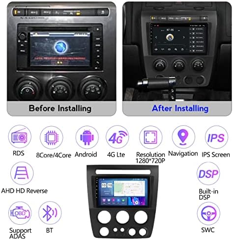 Fbkphss Автомобил Радио Навигација За Hummer-H3 2005-2010 Андроид 11.0 9 Инчен Автомобил Радио 4Core / 8Core Со Поддршка За Навигација Вграден Во Android Автомобил Bluetooth WiFi Со Камера За Рик