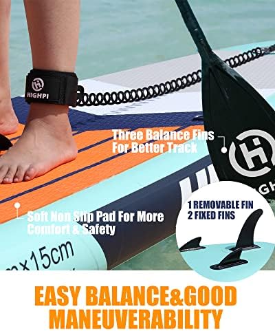 Highpi надувување на надувување на таблата со лопатка 10'6 ''/11 'Премиум SUP W додатоци и ранец, широк став, контрола на сурфање, палуба што не