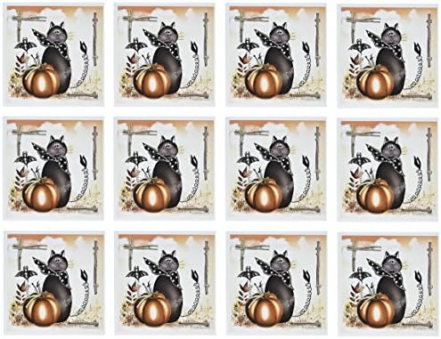 3DROSE HALLOWEEN CAT - честитки, 6 x 6 инчи, сет од 12
