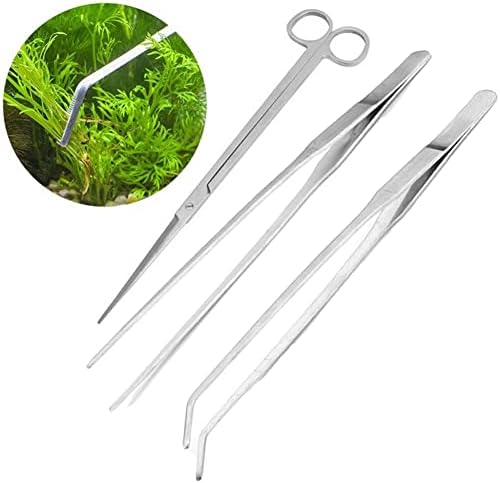 Алатки за одржување на аквариумот за алатки со долга рачка со пинцети ножици за трим алатки комплети поставени за живи растенија