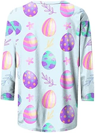 Comigeewa блуза маичка за жени лето есен 3/4 ракав памучен екипаж врат графички среќен подарок салон Велигденска јајце кошула DF DF