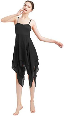 Одасдо жени лирски костум за танцување модерна современа балетска танцувачка облека шпагети каифон шифон проток фустан