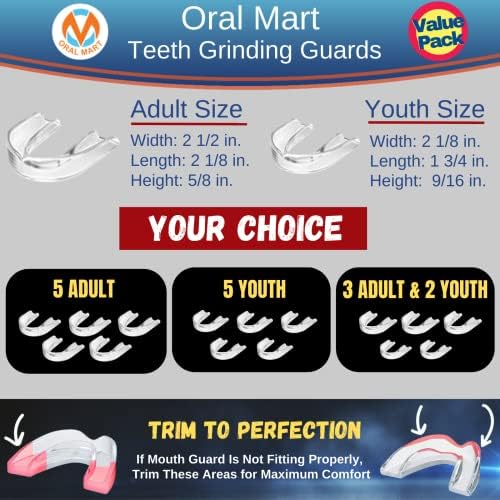 Орален март - пакет од 5 чисти деца чувари за уста за мелење заби - Заштитник на заби против мелење за заби - чиста ноќна стража за стегнување