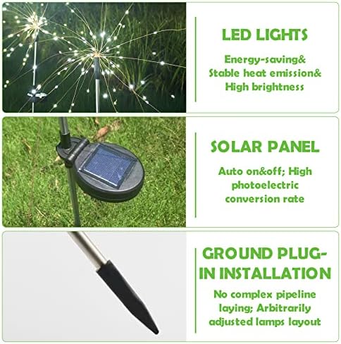 Сончеви соларни огномет на Matybobe Градинарска светлина на отворено водоотпорна трева ламба жица пејзаж светло 120/150 LED диоди за патека