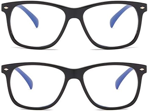 DUBERY 2Pack Сина Светлина Блокирање Очила, Класичен Плоштад Филтер Сини Зраци Нерд Читање Игри Очила Без Рецепт D2394