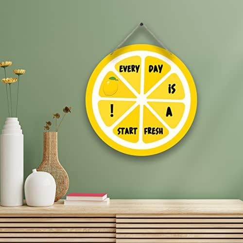 Кујна лимон знак фарма секој ден е свеж почеток, дрвен знак плакета wallид што виси постери уметнички дела