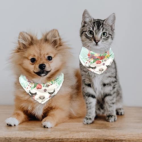2 пакувања мали кучиња бандана плоштад Керчиф шал биб ладење Трајни ткаенини уникатни печатење прилагодливо одговара за мали или средни кучиња кученца мачки слатк