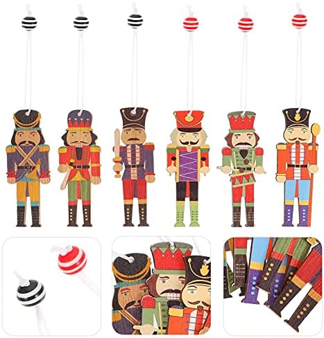 Декорација на домови за бестофија 6 парчиња дрвени Божиќни оревици војници фигури минијатурни божиќни дрвени украси подароци Божиќни фигурини