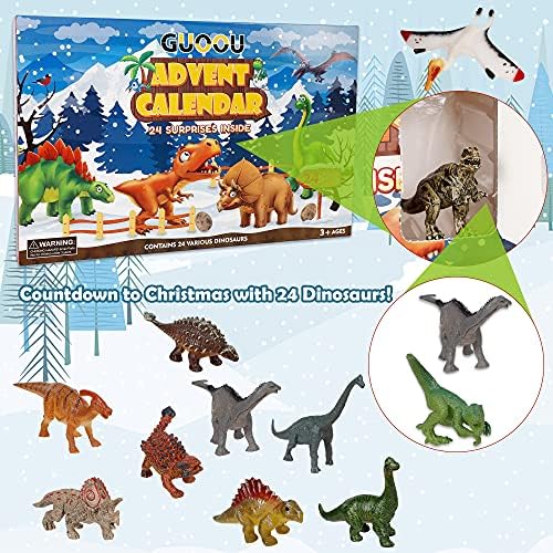 Гуоу Божиќен Календар За Доаѓање со 24 Диносауруси, Диносауруси За Играчки Диносауруси Календар За Доаѓање 2021 Година, Божиќна Порибување
