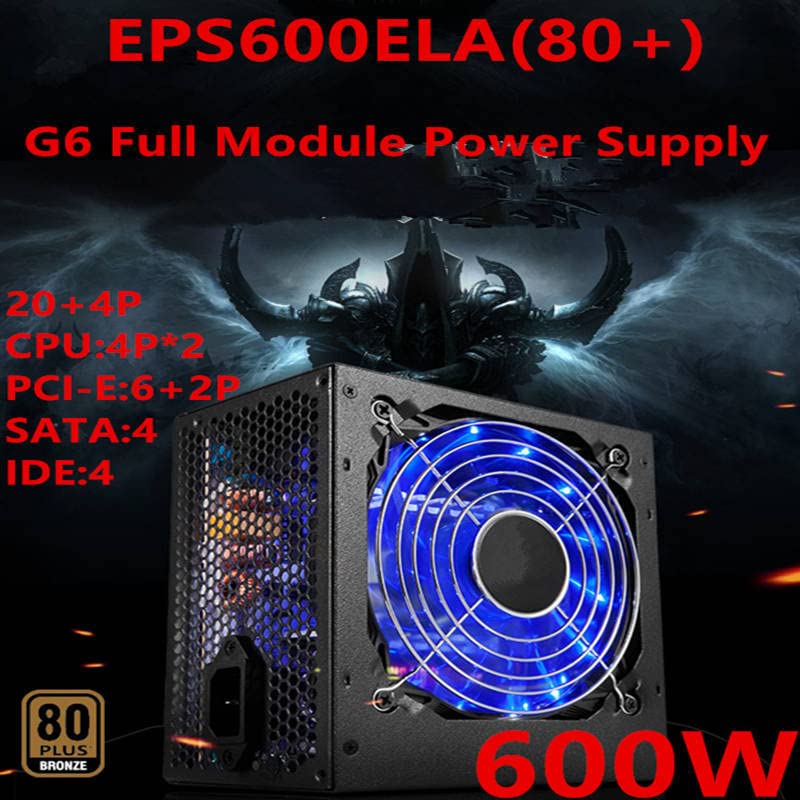 Компјутер PSU за златно поле G6 широка тишина оценета 600W Peak 700W Преклопување на напојување EPS600ELA