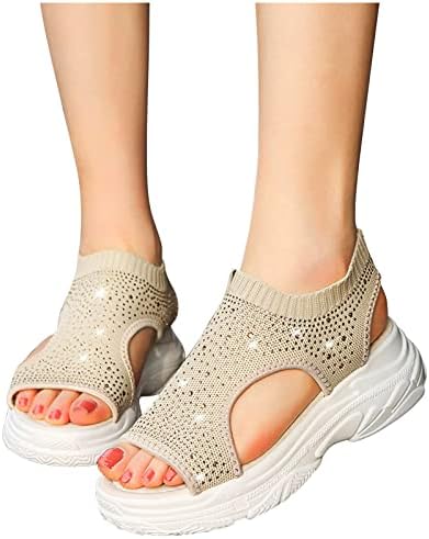Сандали за жени облечени летни летни густи дебели удобни станови чевли риба уста случајна нето -крпа од дишење сандала