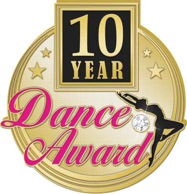 1,18 x1.25 иглички за награди за танцување, иглички за танцување одлични 10 -годишни иглички за награди за танцување за танчери злато