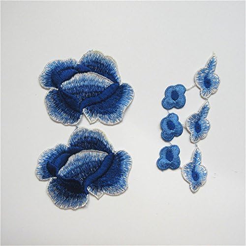 Сет од 8 парчиња везени апликации шијат на декоративни закрпи значка цветна деколте чипка чипка за венисе цветна јака за украси