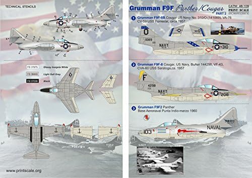 Декал за авион Грумман F9F Panther Part-2 Aircraf 1/48 Скала за печатење 48-109