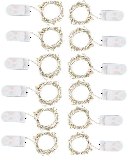 Dreamworth пакет од 12 LED светла од месечината 20 микро ryвездени LED диоди на сребрена дополнителна тенка бакарна жица, вклучени