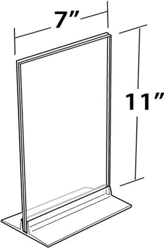 Азар прикажува 102716 јасен акрилик двострана знак држач 7 x 11 Вертикална/хоризонтална со Т лента, 10-пакет