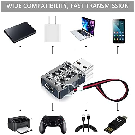 USB C до USB адаптер 2PCS-FAST полнење и трансфер на податоци, компатибилен за Lphone, Samsung Galaxy, LPAD, USB Hub & More, Zinc легура