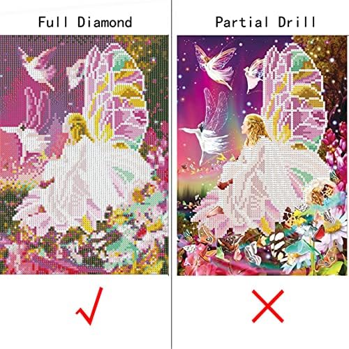 Дијамантско сликарство Фантазија Елф Цвет девојка, 28x80in квадратна целосна вежба боја со дијаманти точка според броеви, платно wallидна уметност,