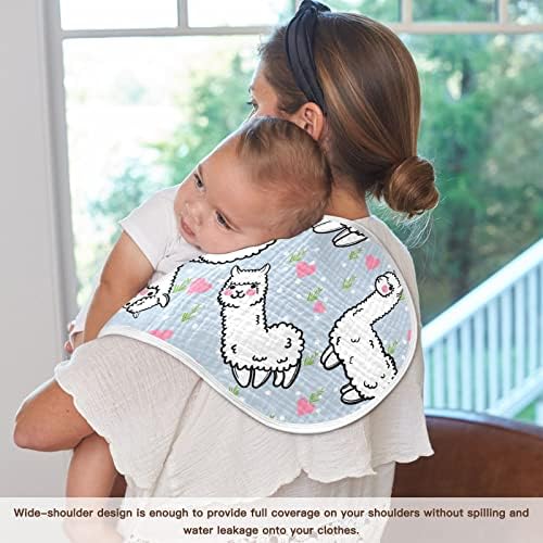 Yyzzh alpaca llama Heart Meadow Dot Muslin Burp Clains за бебе 1 пакет памук за бебиња за бебиња за миење садови за момче девојче