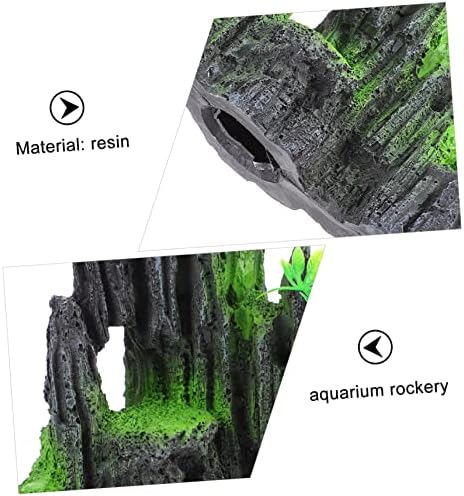 Ipetboom 3 парчиња декорација на аквариум вештачки пара риба скривалиште планински вештачки рокерински камен риба гнездо зелена смола карпа