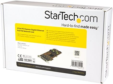 Startech.com 4 Порта Gigabit POE картичка - PCIE мрежна картичка - POE / POE+ до 25W по порта - PCIe NIC - Gigabit Ethernet картичка