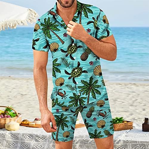Xiloccer mens хавајски кошули случајно копче надолу со кратки ракави цветни кошули печатени шорцеви плажа летен тропски костум за мажи