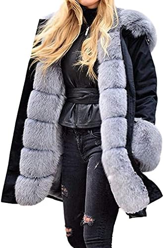 Обична зимска крпеница Овер -палк дама преголема крзнена надворешна облека во боја, удобно активен пријатна долга ракав, обичен палто