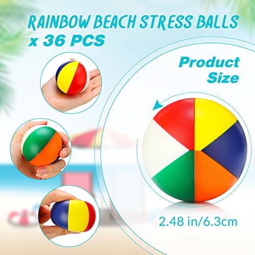36 компјутери на плажа Стрес топка 2,5 инчи летни мини стрес -олеснување топки Виножито стискање играчки Пу пена Стики топки за девојчиња