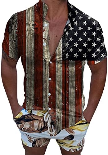 XXBR Хавајски кошули за мажи, копче за кратки ракави на Денот на независност надолу лето маица опуштено вклопување на обични плажа врвови дизајнирајте