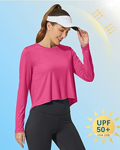 G4Free upенски UPF 50+ долги ракави УВ кошули тренингот на култури врвови за теретани врвови на атлетски лесни кошули на сонце